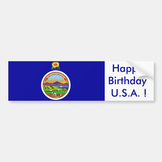 Sticker Drapeau du Kansas, Joyeux Anniversaire U.S (Devant)
