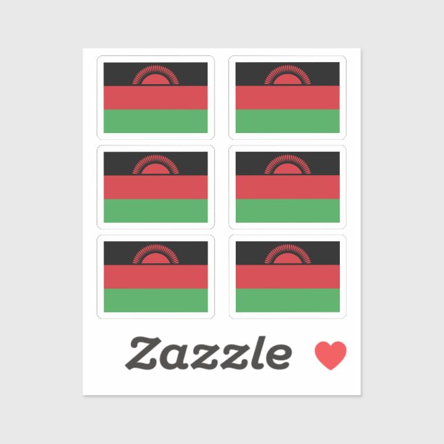 Sticker Drapeau du Malawi Collection pack de 6 (Feuille)