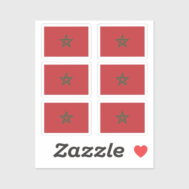 Sticker Drapeau du Maroc Collection pack de 6 (Feuille)