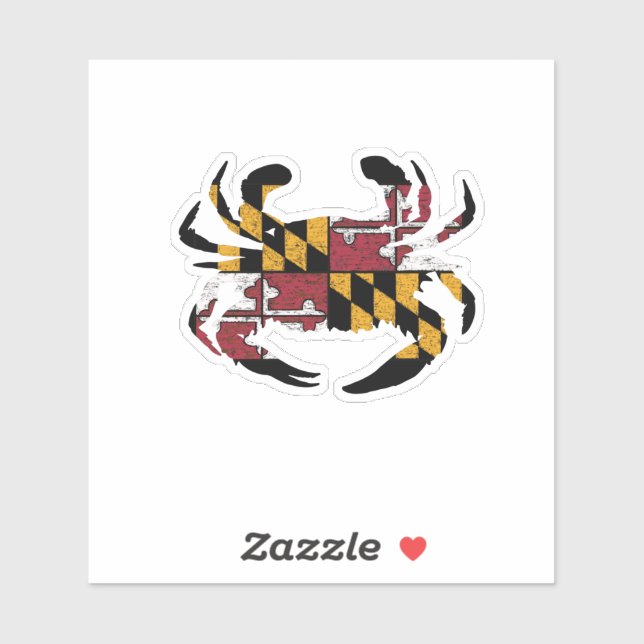 Sticker Drapeau du Maryland - Coupe de vinyle de crabe ble (Feuille)