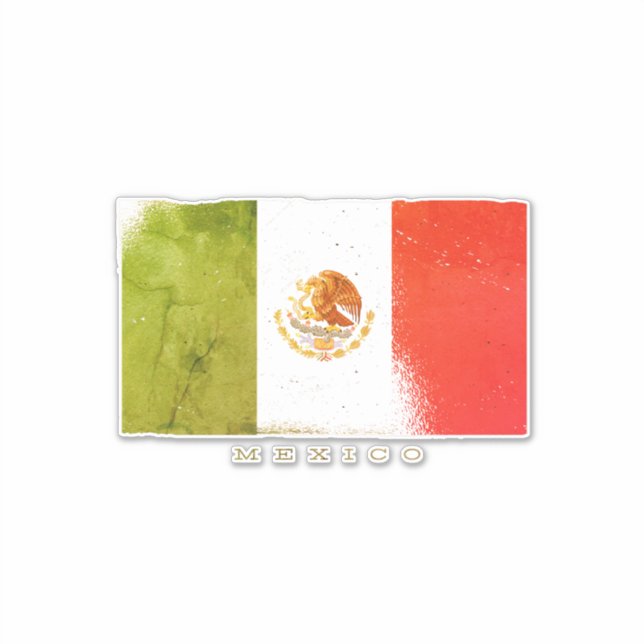 Sticker Drapeau du Mexique Style Grunge (Devant)