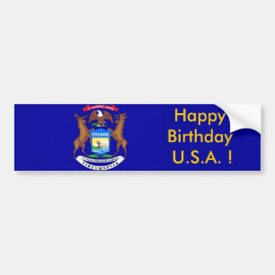 Sticker Drapeau du Michigan, Joyeux anniversaire U