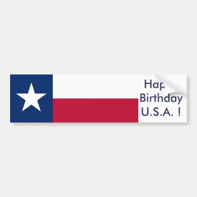 Sticker Drapeau du Texas, Joyeux anniversaire U.S. (Devant)