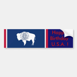 Sticker Drapeau du Wyoming, Joyeux Anniversaire U.