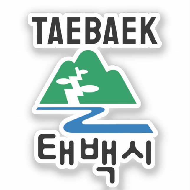 Sticker Drapeau emblématique de Taebaek, Corée du Sud (Recto)