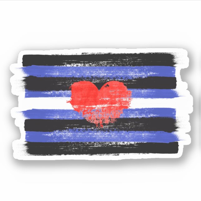 STICKER DRAPEAU ET SYMBOLE DE FIERTÉ EN CUIR PEINT (Devant)