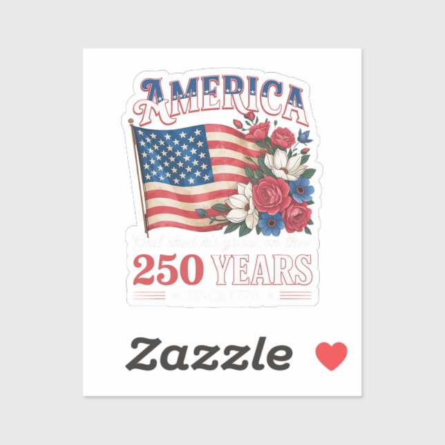 Sticker Drapeau Floral America 250 Ans (Feuille)