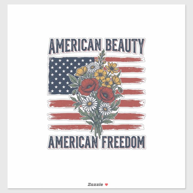 Sticker Drapeau Floral de Liberté American Beauty (Feuille)