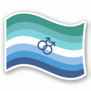 Sticker Drapeau gay masculin azur ondoyant de fierté d'amo