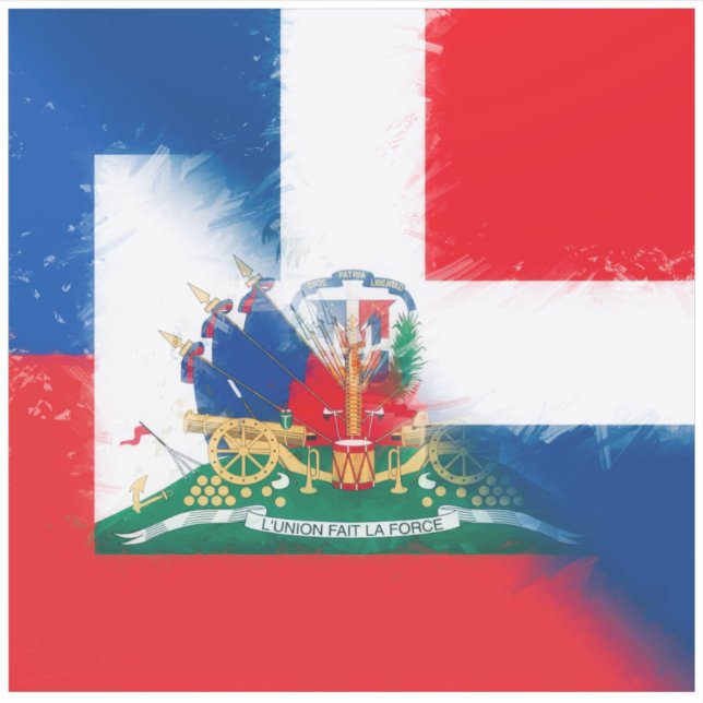 Sticker Drapeau Haïti République dominicaine | Hispaniola  (Devant)