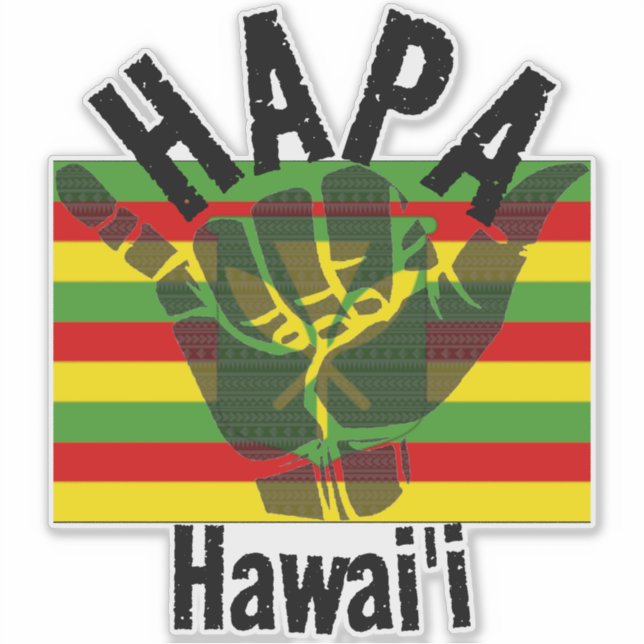 Sticker Drapeau HAPA HAWAII Kānaka Maoli TRIBAL SHAKA BG (Devant)