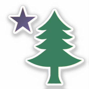 Sticker Drapeau historique à l'arbre de pin du Maine (1901
