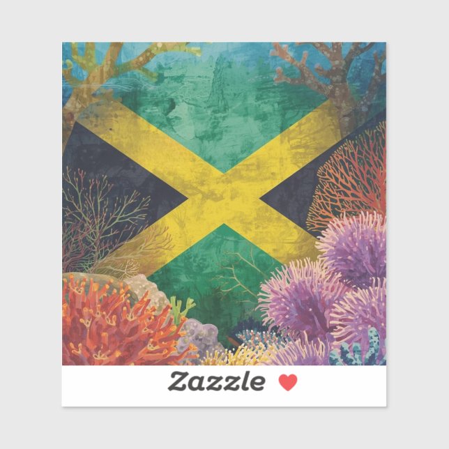 Sticker Drapeau jamaïcain sous l'eau (Feuille)