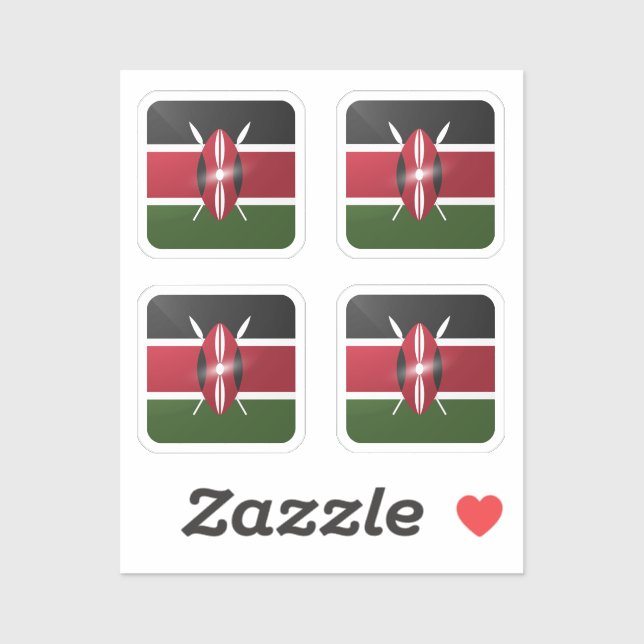 Sticker Drapeau kényan carré (Feuille)