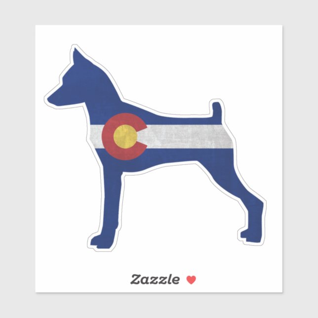 Sticker Drapeau Min Pin Chien race Colorado (Feuille)