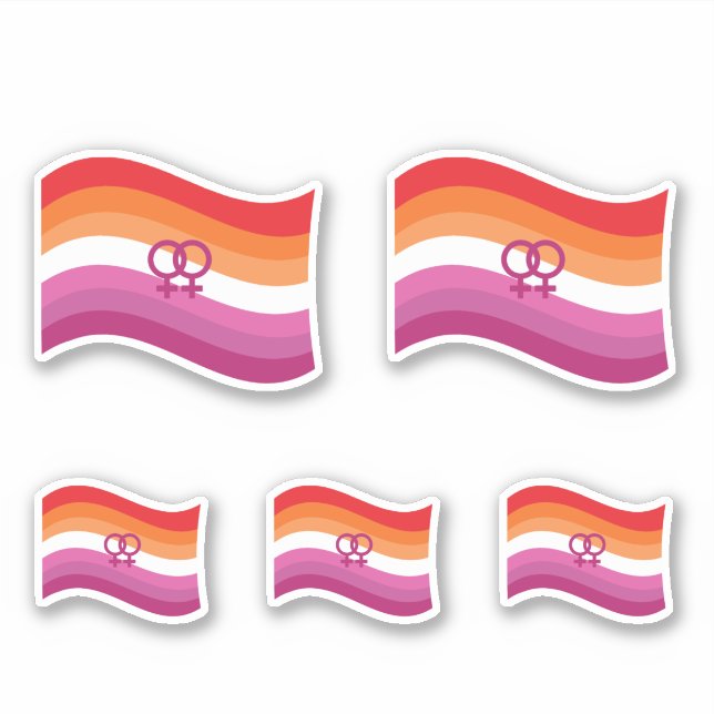 Sticker Drapeau ondoyant de la fierté de l'amour lesbien a (Devant)