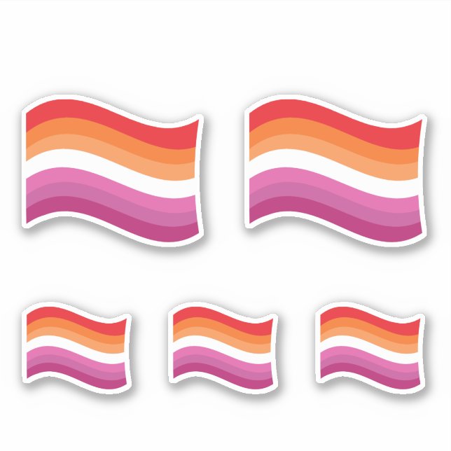 Sticker Drapeau ondoyant de la fierté lesbienne du coucher (Devant)