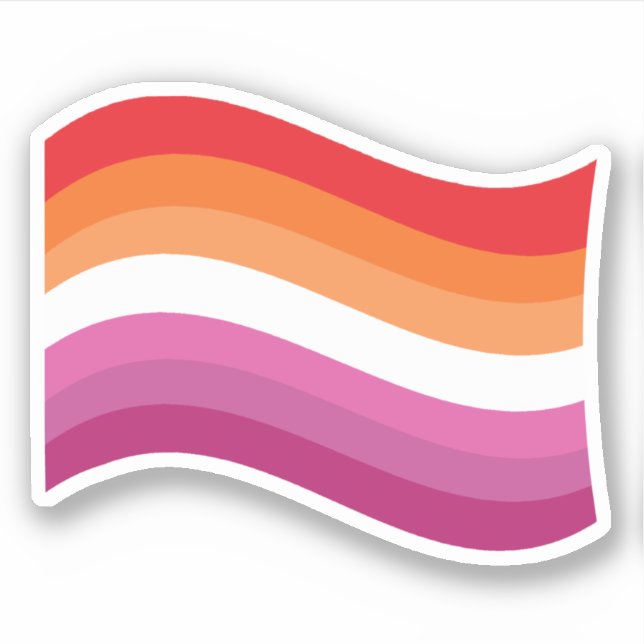 Sticker Drapeau ondoyant de la fierté lesbienne du coucher (Devant)