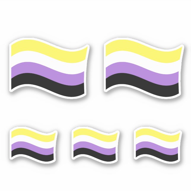 Sticker Drapeau ondoyant non binaire (Devant)