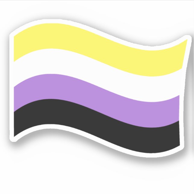 Sticker Drapeau ondulant non binaire (Devant)