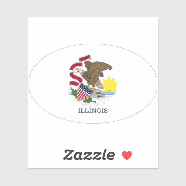 Sticker Drapeau Oval Illinois (Feuille)