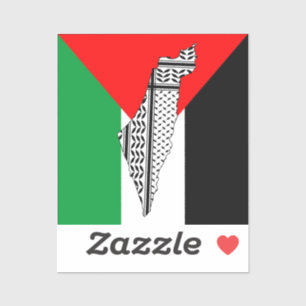 Sticker Drapeau palestinien et carte avec Motif Keffiyeg