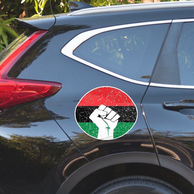 Sticker Drapeau panafricain Poing, Histoire noire afro-amé (Coté voiture)