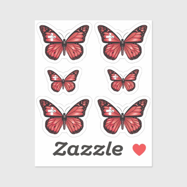 Sticker Drapeau papillon suisse (Feuille)