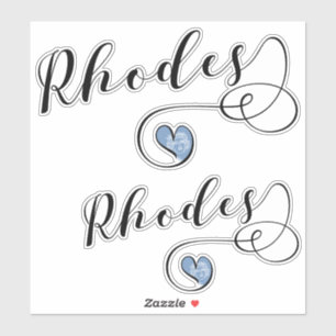 Sticker Drapeau Rhodes En Coeur, Grèce