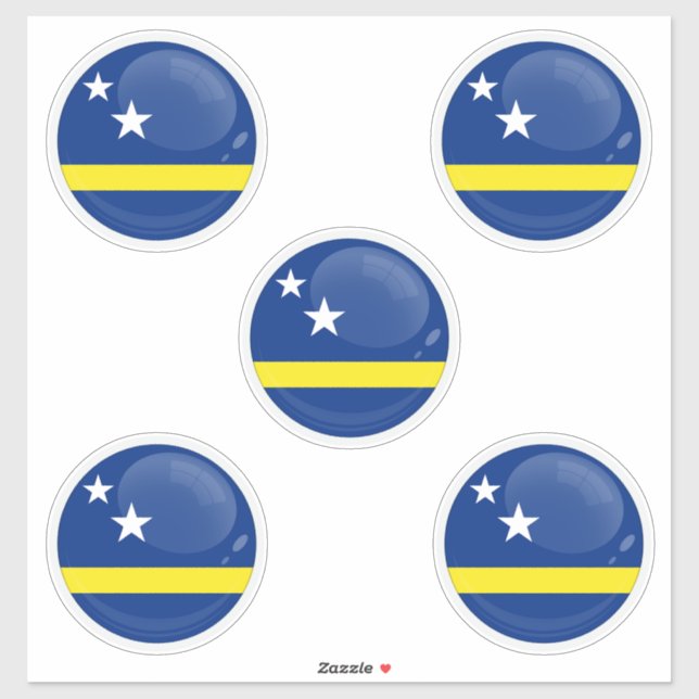 Sticker Drapeau rond de Curaçao (Feuille)