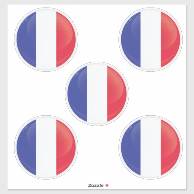 Sticker Drapeau rond de la France (Feuille)