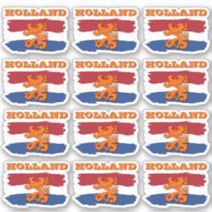 Sticker Drapeau Rouge Blanc Bleu Lion Orange Équipe Hollan