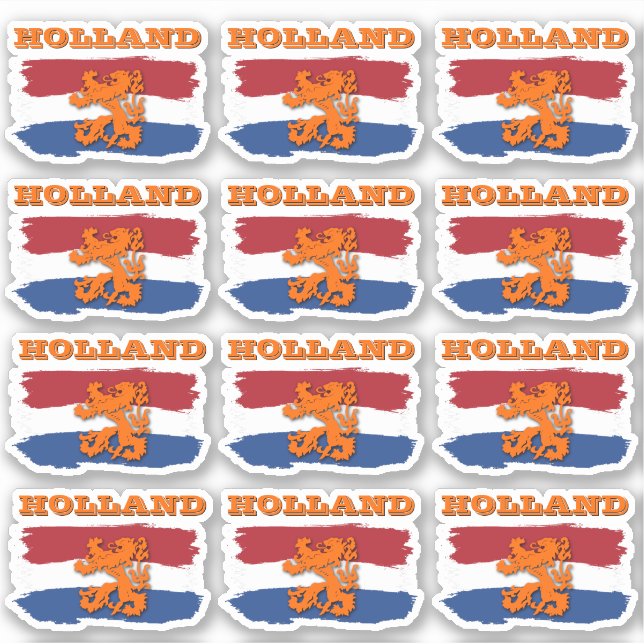 Sticker Drapeau Rouge Blanc Bleu Lion Orange Équipe Hollan (Devant)