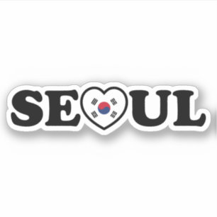 Sticker Drapeau Seoul Love Heart Taegeukgi