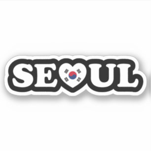 Sticker Drapeau Seoul Love Heart Taegeukgi