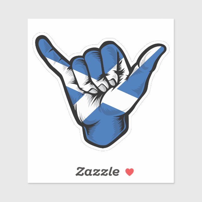 Sticker Drapeau Shaka Hand Scotland Good Vibes (Feuille)