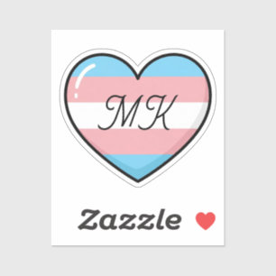 Sticker Drapeau Transgenre Cœur Monogrammé LGBTQIA+