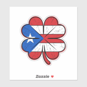 Sticker Drapeau trèfle de Porto Rico Gravure vintage vecte