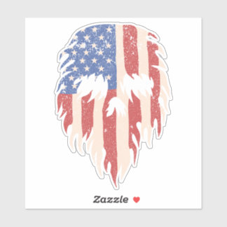 Sticker Drapeau USA Crâne Barbe | Design Patriotique en Dé
