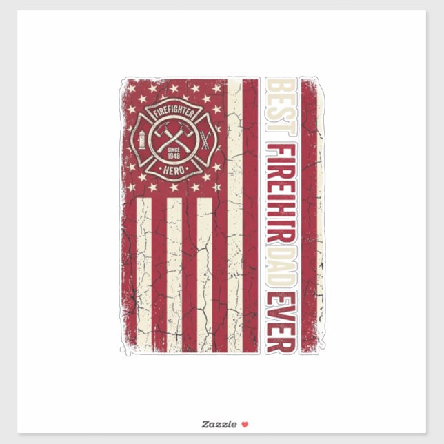 Sticker Drapeau vertical vintage Papa pompier (Feuille)