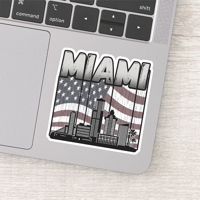 Sticker Drapeau Vintage américain Miami Florida (Détail)