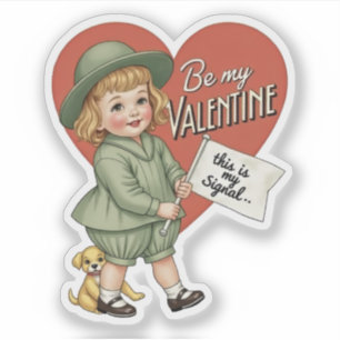 Sticker Drapeau vintage rétro de la Saint-Valentin "C'est 