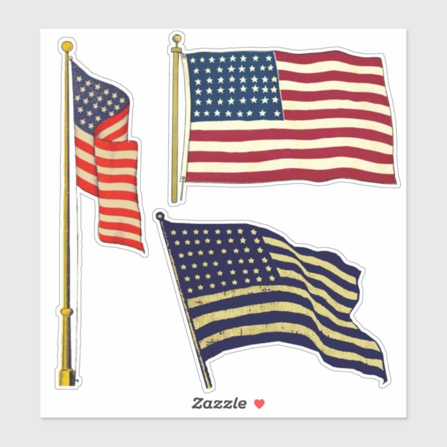Sticker Drapeaux américains vintage (Feuille)