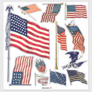 Sticker Drapeaux américains vintage