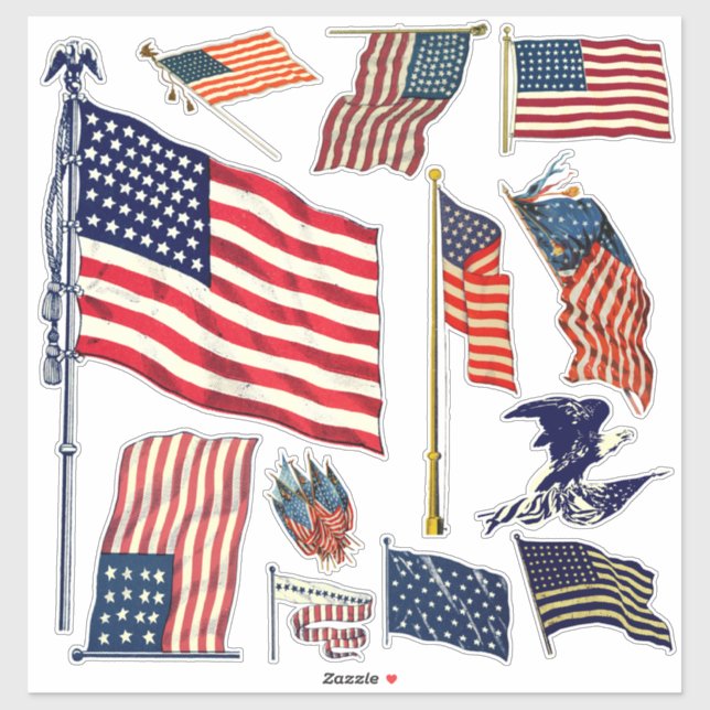 Sticker Drapeaux américains vintage (Feuille)