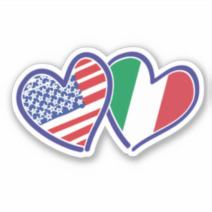 Sticker Drapeaux cardiaques italiens américains