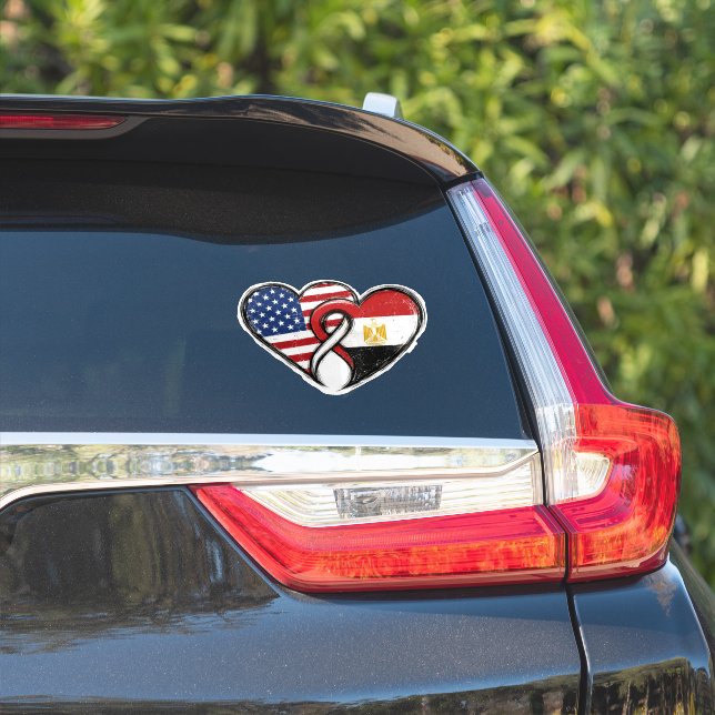 Sticker Drapeaux de cœur égypto-américains (Côté voiture)