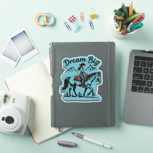Sticker Dream Big-Cowgirl équitation cheval (Couverture iPad)