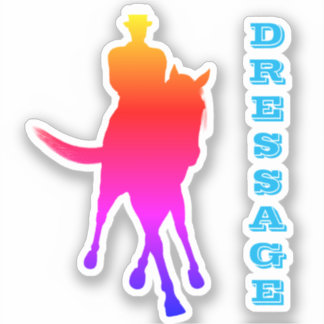 Sticker Dressage Cheval Et Rider Arc-En-Ciel