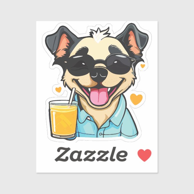 Sticker drink-loving dog (Feuille)
